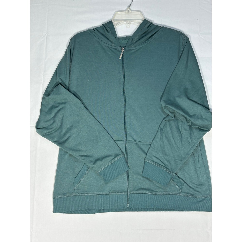 Starting Point Ultrasoft French Terry Full Zip Hoodie Teal Green Large